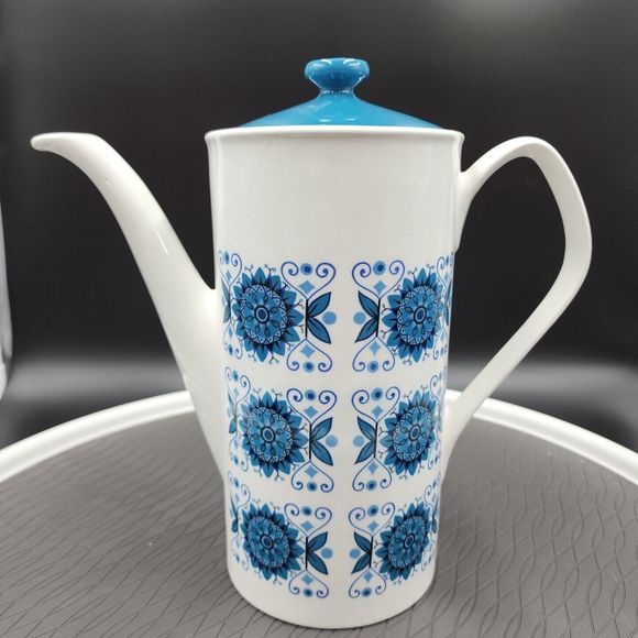 Vintage Engadine Coffee Tea Pot by JOHNSON BROTHERS England MCM 1974-78 Art Deco - Picture 1 of 11